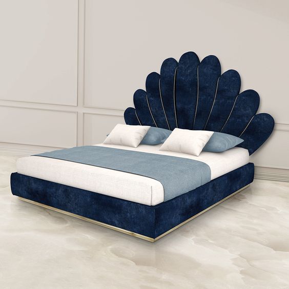 Coral queen size bed deep blue valvet.jpg